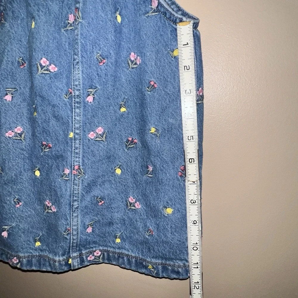 Embroidered Floral Denim Dress Overalls 5 Gap Kids Girl Ruffle Country Kidcore